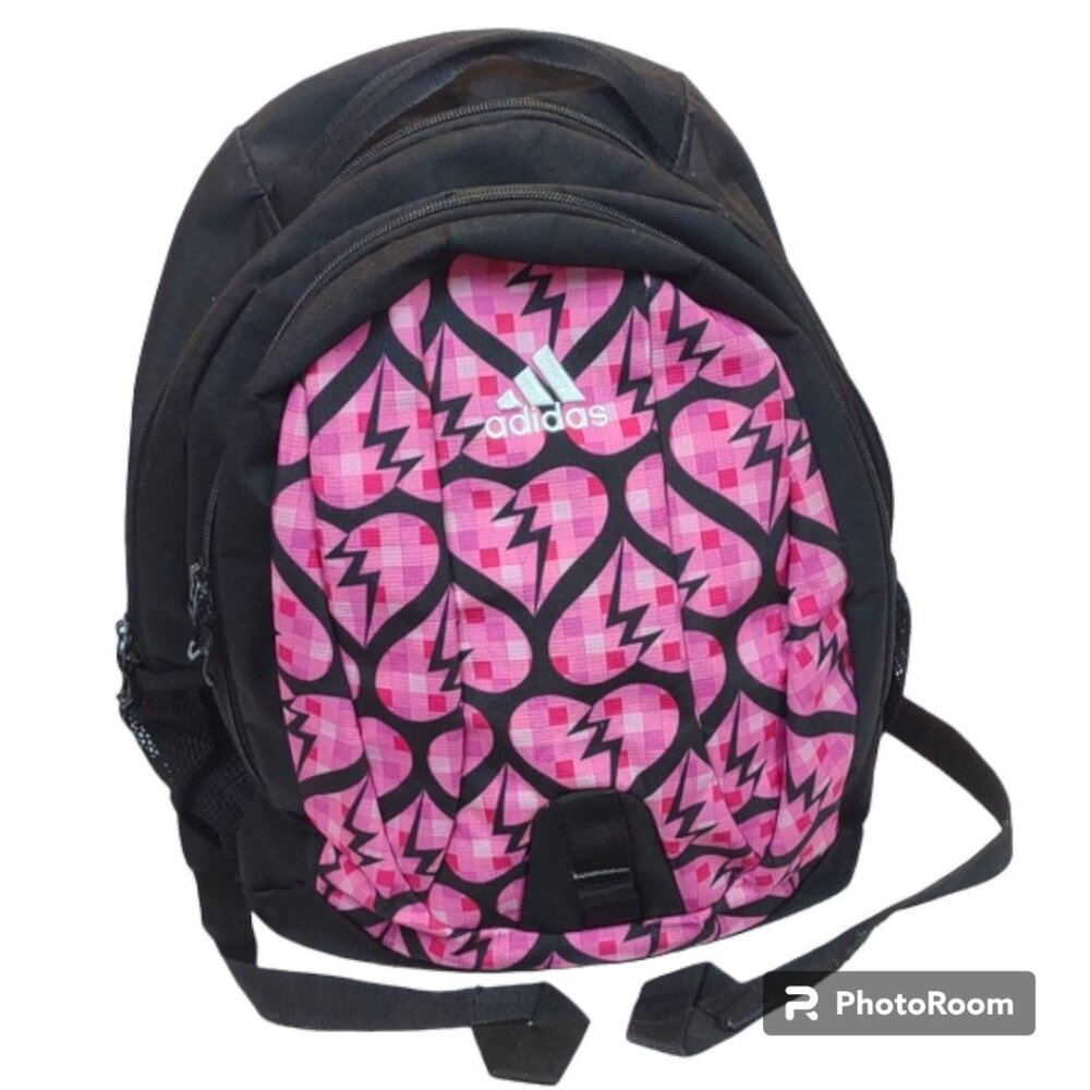 Adidas Heart Breaker Pattern Pink Black Full-Size Student Backpack